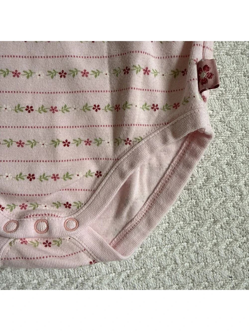 GYMBOREE Vintage Y2K 2001 Long Sleep Floral Stripe Bodysuit 3-6M Layette Infant
